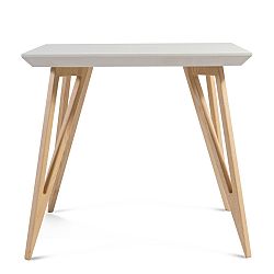 Jedálenský stôl z masívneho jaseňového dreva s bielou doskou Charlie Pommier Triangle, 80 x 80 cm
