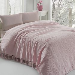 Ľahká bavlnená prikrývka cez posteľ Pique Powder, 220 x 240 cm