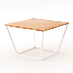 Malý béžový konferenčný stôl z mramoru s bielou podnožou Absynth Noi Spain