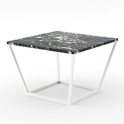 Malý čierny konferenčný stôl z mramoru s bielou podnožou Absynth Noi Italy