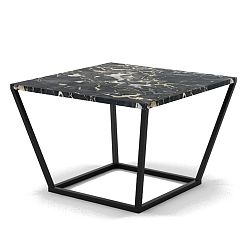 Malý čierny konferenčný stôl z mramoru s čiernou podnožou Absynth Noi Italy