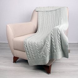 Mentolovomodrá bavlnená deka Carla, 130 × 170 cm