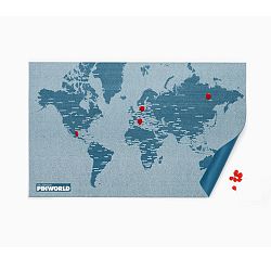 Modrá nástenná mapa Palomar Pin World, 126 x 68 cm