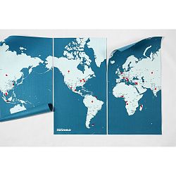 Modrá nástenná mapa sveta Palomar Pin World XL, 198 x 124 cm
