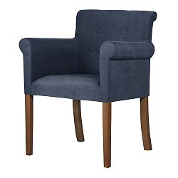 Modrá stolička s tmavohnedými nohami Ted Lapidus Maison Flacon