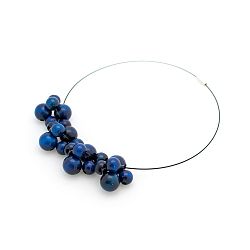 Modrý drevený náhrdelník Ko–ra–le Bubbles