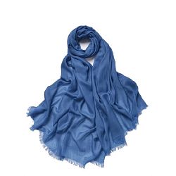 Modrý tenký kašmírový šál Bel cashmere Clara, 200 x 90 cm