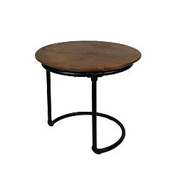 Odkladací stolík z teakového dreva HSM Collection Pipe, ⌀ 48 cm