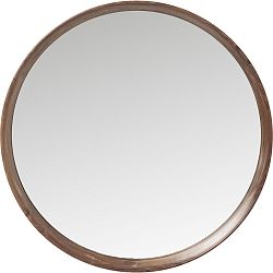 Okrúhle zrkadlo s hnedým dreveným rámom Kare Design Denver, ⌀ 80 cm
