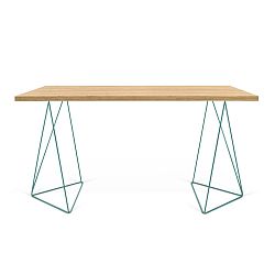 Pracovný stôl so zelenými nohami TemaHome Flow, dĺžka 140 cm
