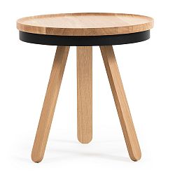 Prírodno-čierny odkladací stolík z dubového dreva s podnosom Woodendot Batea S