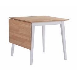 Prírodný sklápací dubový jedálenský stôl s bielymi nohami Folke Mimi, dĺžka 80-125 cm