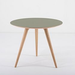Príručný stolík z dubového dreva so zelenou doskou Gazzda Arp, Ø 55 cm