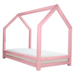 Ružová jednolôžková posteľ z borovicového dreva Benlemi Funny, 90 × 160 cm