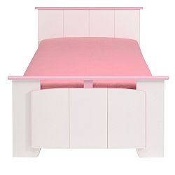 Ružovo-biela jednolôžková posteľ Parisot Amabelle, 90 x 190 cm
