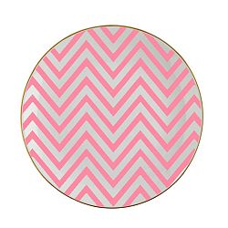 Ružovo-biely porcelánový tanier Vivas Zigzag, Ø 23 cm