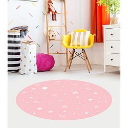 Ružový detský koberec Floorart Stars, ⌀ 150 cm