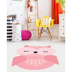 Ružový detský vinylový koberec Floorart Sovička, 70 x 100 cm