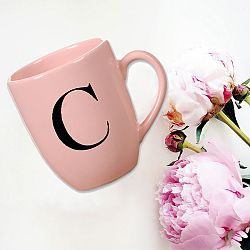 Ružový keramický hrnček Vivas Letter C, 330 ml