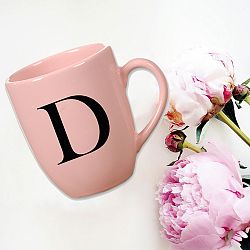 Ružový keramický hrnček Vivas Letter D, 330 ml