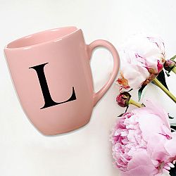 Ružový keramický hrnček Vivas Letter L, 330 ml
