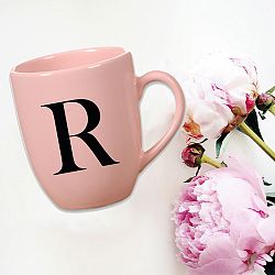 Ružový keramický hrnček Vivas Letter R, 330 ml