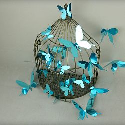 Sada 12 modrých adhezívnych 3D samolepiek Ambiance Butterflies