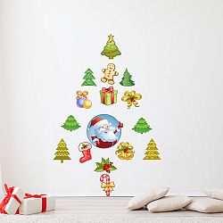 Sada 15 vianočných samolepiek Ambiance Santa Claus and his Christmas trees