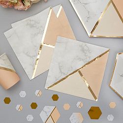 Sada 16 papierových obrúskov Neviti Gold Colour Block Marble