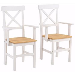 Sada 2 bielych jedálenských stoličiek s opierkami na ruky z masívneho borovicového dreva Støraa Nicoline