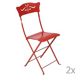 Sada 2 červených skladacích záhradných stoličiek Fermob Bagatelle