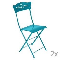 Sada 2 modrých skladacích záhradných stoličiek Fermob Bagatelle