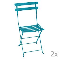 Sada 2 modrých skladacích záhradných stoličiek Fermob Bistro
