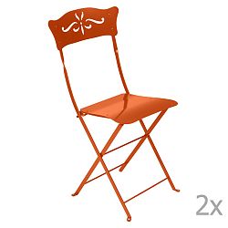 Sada 2 oranžových skladacích záhradných stoličiek Fermob Bagatelle
