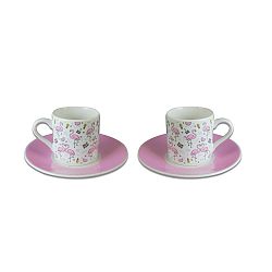 Sada 2 porcelánových šálok s tanierikmi Vivas Flamingo, 330 ml