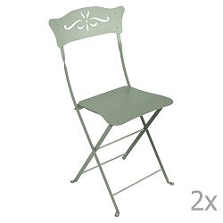Sada 2 sivo-zelených skladacích záhradných stoličiek Fermob Bagatelle
