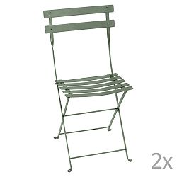 Sada 2 sivo-zelených skladacích záhradných stoličiek Fermob Bistro