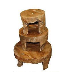 Sada 3 konferenčných stolíkov z teakového dreva HSM Collection Mara, ⌀ 50 cm
