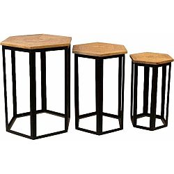 Sada 3 príručných stolíkov s doskou z mangového dreva Støraa Homer