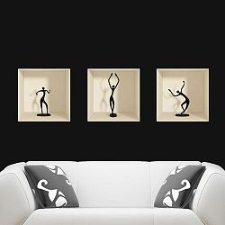Sada 3 samolepiek s 3D efektom Ambiance Dancing Figures