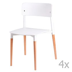 Sada 4 bielych jedálenských stoličiek s drevenými nohami sømcasa Claire