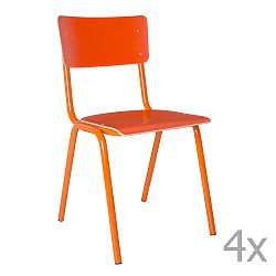 Sada 4 oranžových stoličiek Zuiver Back to School
