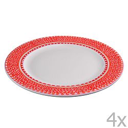 Sada 4 porcelánových tanierov Oilily 27 cm, červená