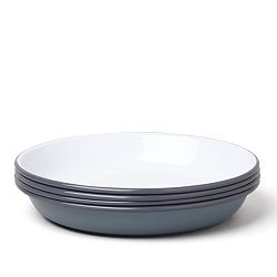 Sada 4 sivo-bielych smaltovaných polievkových tanierov Falcon Enamelware