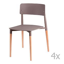 Sada 4 sivých jedálenských stoličiek s drevenými nohami sømcasa Claire