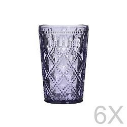 Sada 6 sklenených transparentných fialových pohárov InArt Glamour Beverage, výška 13,5 cm