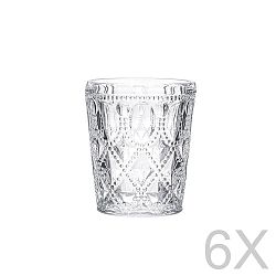 Sada 6 sklenených transparentných pohárov InArt Glamour Beverage, výška 10,5 cm
