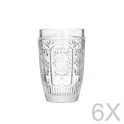 Sada 6 sklenených transparentných pohárov InArt Glamour Beverage, výška 13 cm
