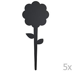 Set 5 tabuľových štítkov a kriedovej fixky Securit® Silhouette Flower, 18 x 8 cm