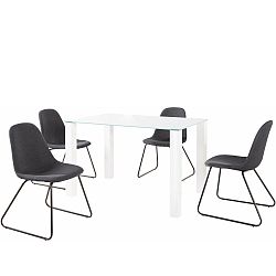 Set bieleho jedálenského stola a 4 antracitových jedálenských stoličiek Støraa Dante Colombo